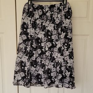 Floral Black and White Women's Skirt